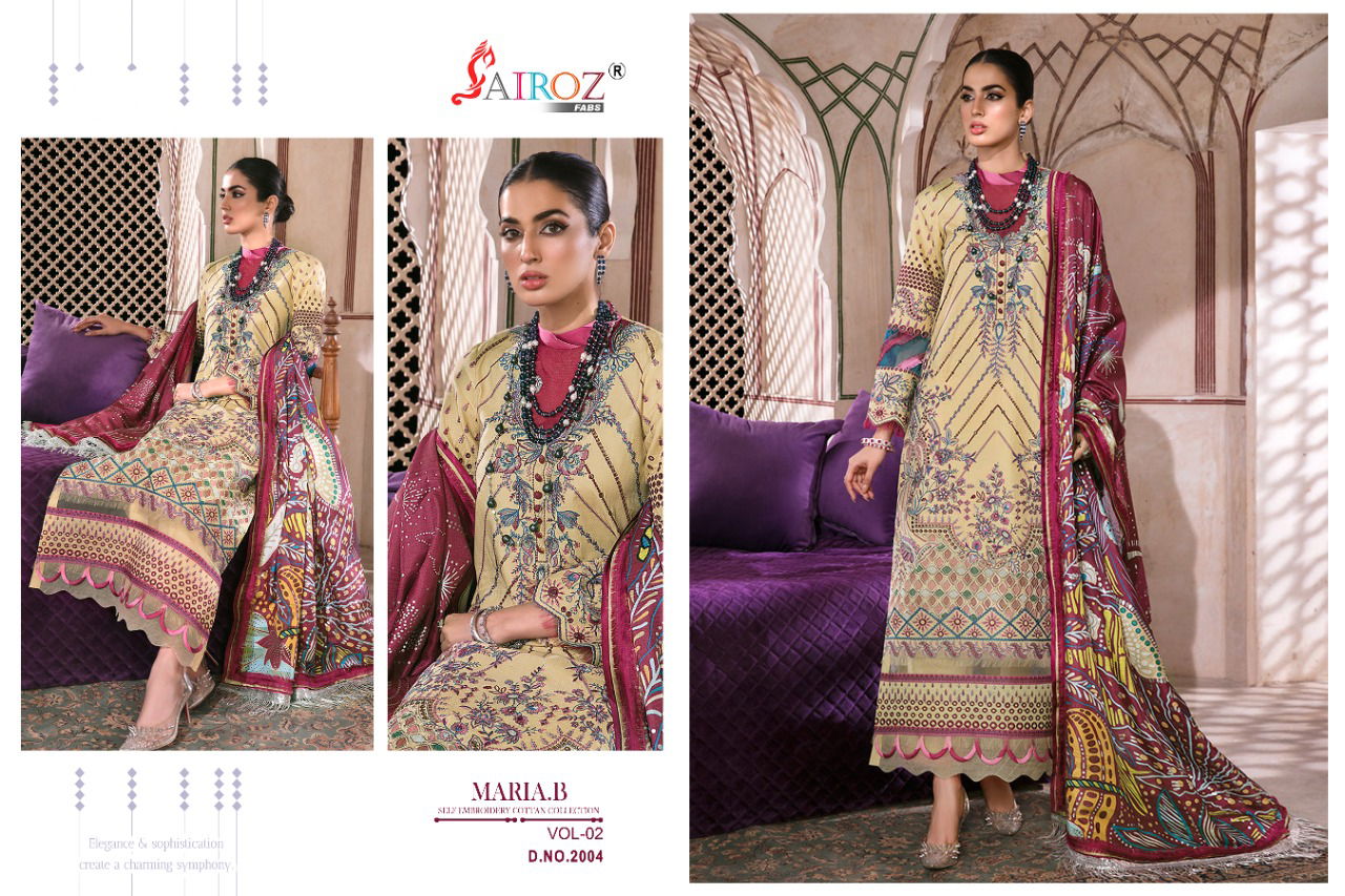 Sairoz Maria B Self Embroidery 2 Heavy Festive Wear Cotton Pakistani Suits Latest Collection 